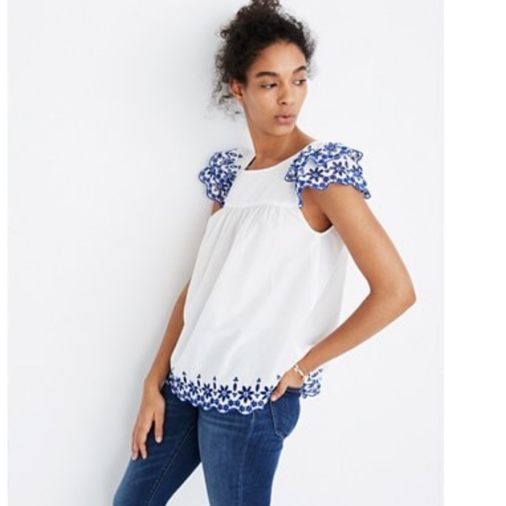 Madewell embroidered story top